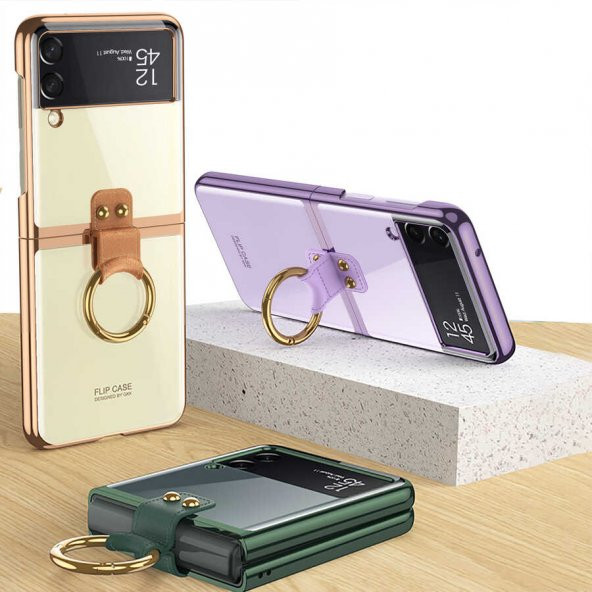 Samsung Galaxy Z Flip 3 Kılıf Yüzüklü Color Plating Sert Kıpta Kapak ürün görseli 1