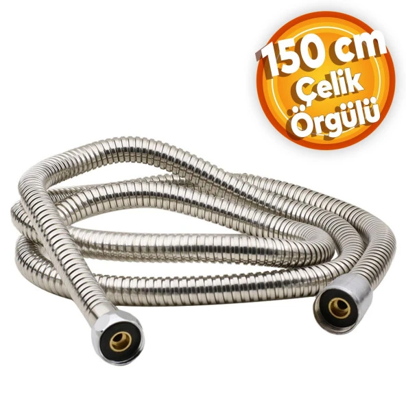 Duş hortumu Çelik Örgülü Paslanmaz Kırılmaz Banyo Spiral Hortumu 150 cm ürün görseli 1