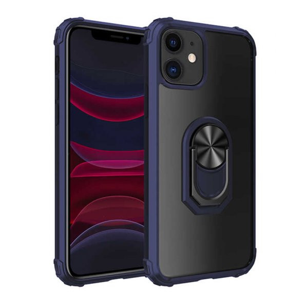 Apple iPhone 11 Kılıf Yüzüklü Arkası Şeffaf Antişok Silikon Kapak ürün görseli 1