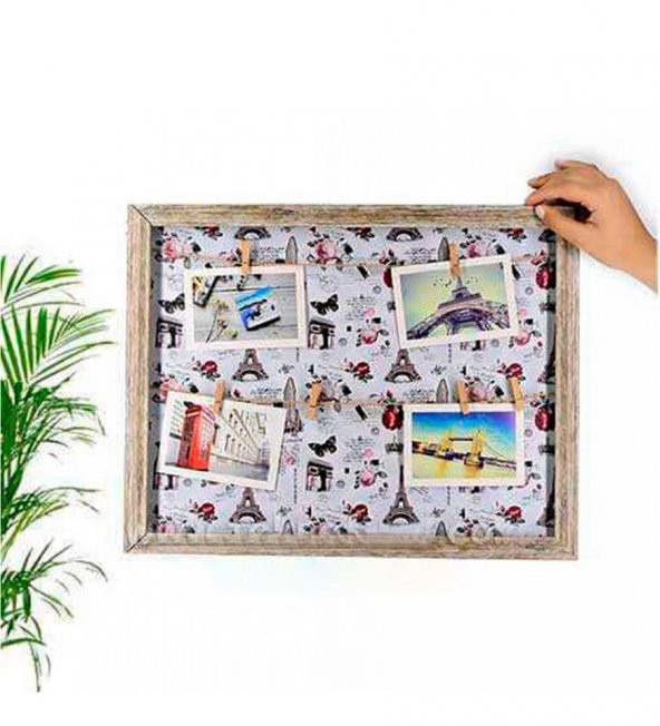 Ahşap Hasır Duvar Fotoğraf Çerçevesi 37x47 (8 ADET FOTO BASKILI) ürün görseli 1