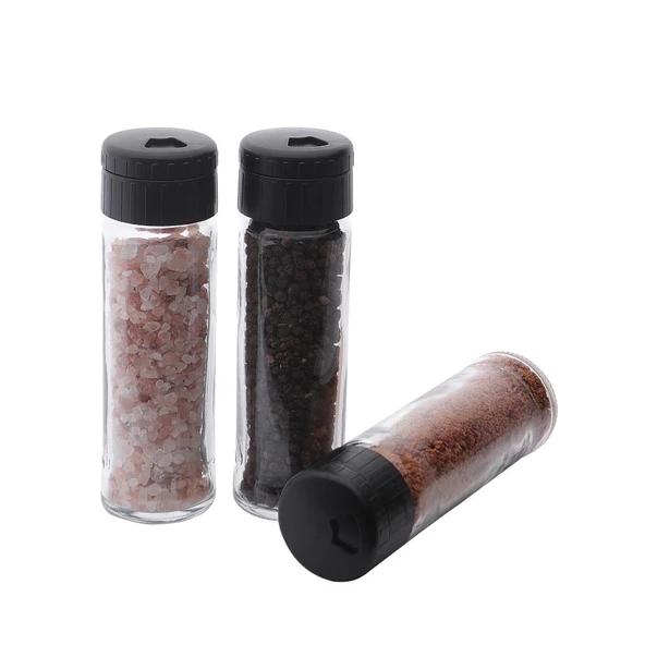 Pine 3lü Baharat Takımı Bordo Kapaklı Cam Baharatlık ürün görseli 1