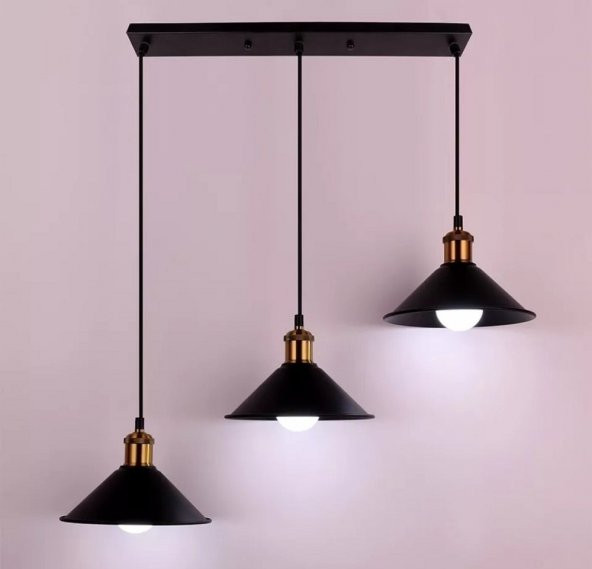 MYLİGHTS ÜÇLÜ METAL RETRO RUSTİK MASA ÜSTÜ SIRALI AVİZE SARKIT AVİZE ürün görseli 1