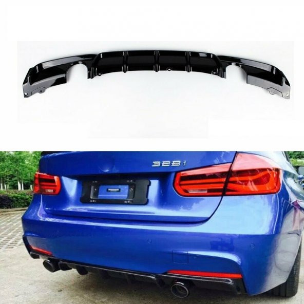 BMW F30 M PERFORMANCE SAĞ-SOL TEK ÇIKIŞ DİFÜZÖR PARLAK SİYAH ürün görseli 1