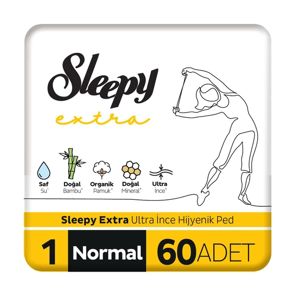Sleepy Extra Ultra İnce Hijyenik Ped Normal 60 Adet Ped ürün görseli 1
