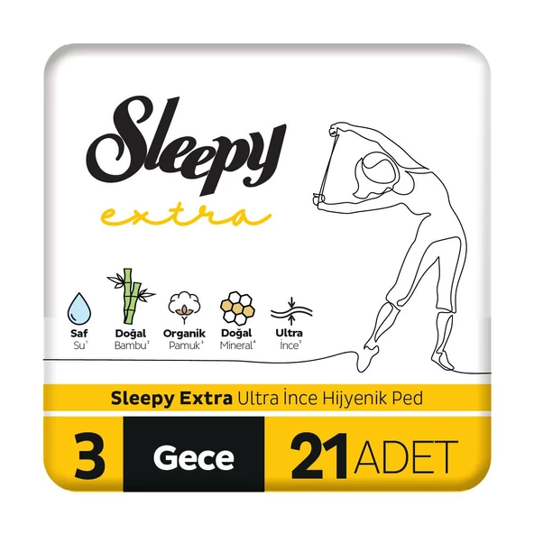 Sleepy Extra Ultra İnce Hijyenik Ped Gece 21 Adet Ped ürün görseli 1