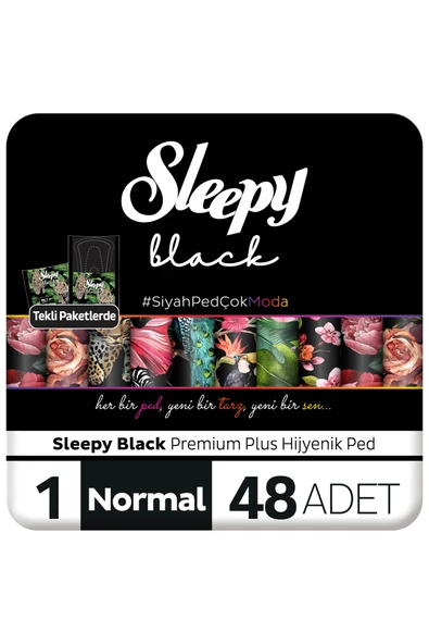 Sleepy Black Premium Plus Hijyenik Ped Normal 48 Adet Ped ürün görseli 1