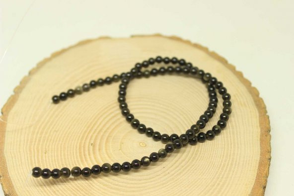 Golden & Siyah Obsidyen Taşı Dizi 4,5mm ürün görseli 1
