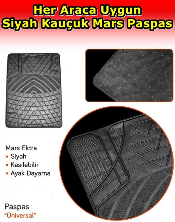 Fıat Egea Uyumlu Mars Kauçuk Siyah Paspas Seti - Resim 2