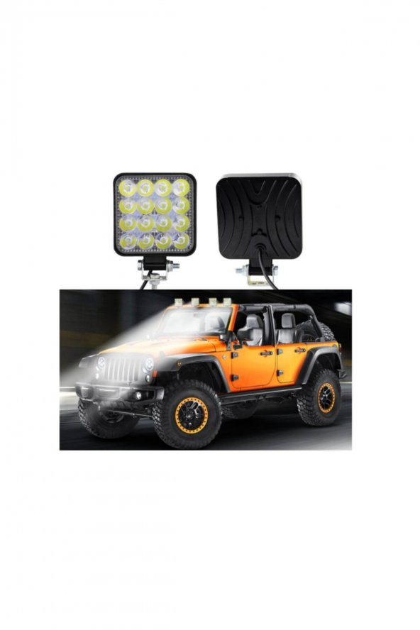 16 Led Kare Off Road Iş Makinası Çalışma Lambası Sis Farı ürün görseli 1