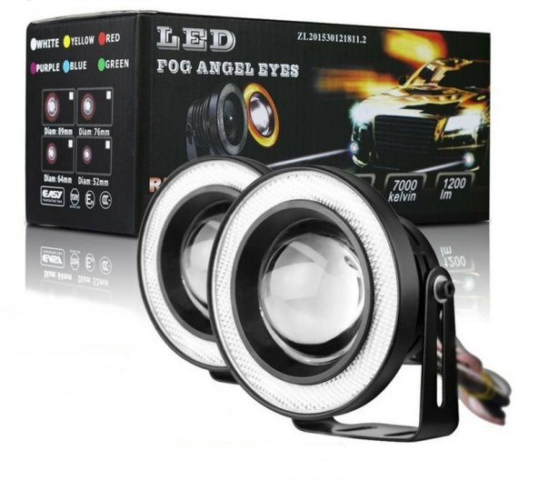 76 MM Beyaz Mercekli Angel Led Halkalı Sis Far Metal Gövde ürün görseli 1