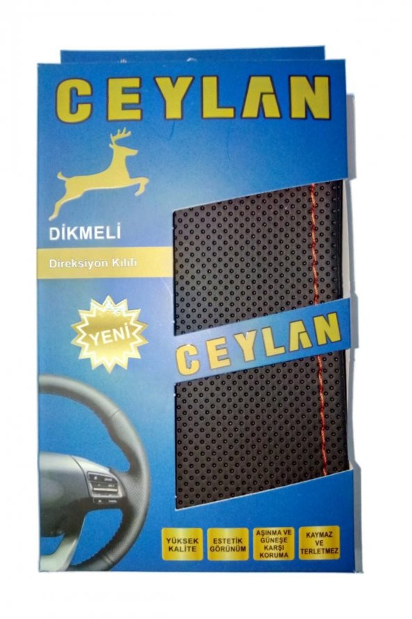 Oto Direksiyon Kılıfı Noktalı Kırmızı Dikişli ürün görseli 1