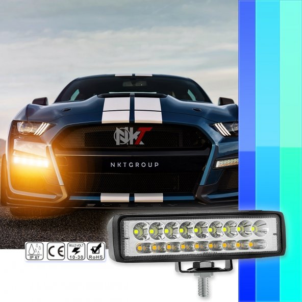 18 Led 54 W 3 Modlu Turuncu Beyaz Flaşlı Gündüz Ledi Offroad ürün görseli 1