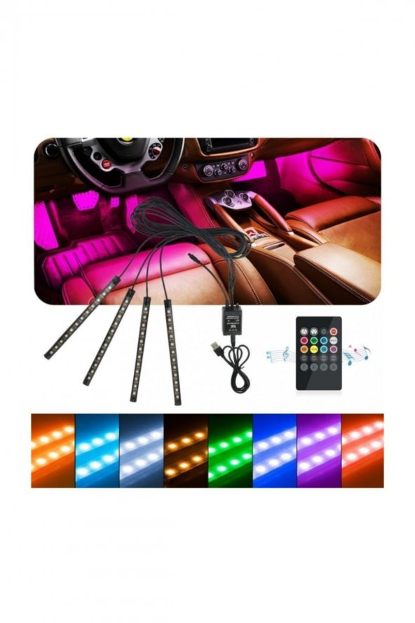 Araç Içi Ayak Altı Kumandalı Led Sese Duyarlı 4x12 Fonksiyonlu Ayak Altı Aydınlatma Ayak Altı Led ürün görseli 1