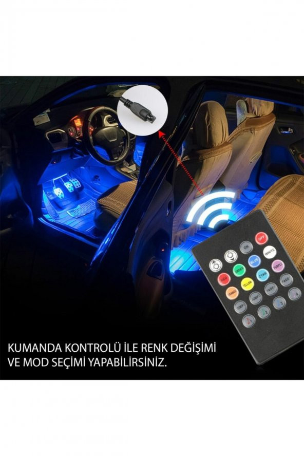 Araç Içi Aydınlatma Kumandalı Müziğe Duyarlı 12 Led Ayak Altı Led ürün görseli 1