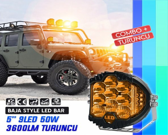 POINT MARKETING 5"Baja Style Shooter Offroad Projektör Led Lamba Turuncu ürün görseli 1