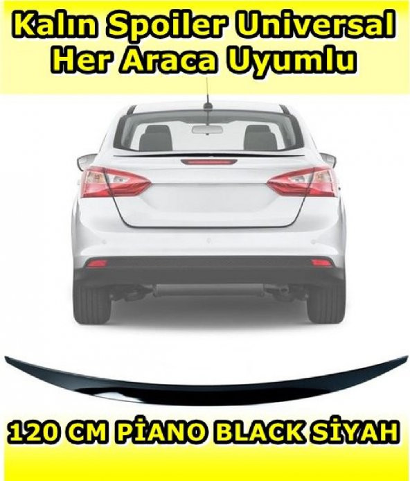 POINT MARKETING Spoiler Universal Her Sedan Araca Uyumlu Piano Black 120 Cm Siyah ürün görseli 1