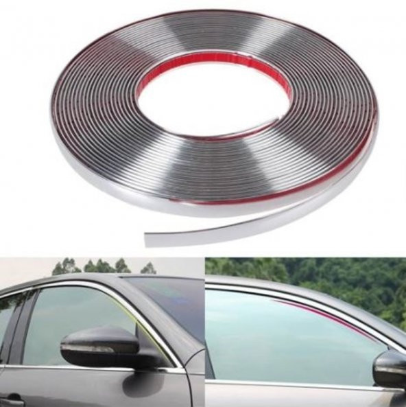 18 mm 3D Dekoratif Krom Nikelaj Şerit Çıta Panjur Kalın Şerit 1 Metre ürün görseli 1