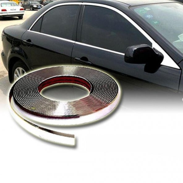 Araç İçi Dışı 3D Krom Dekoratif Nikelaj Şerit Çıta 9mm X 4 Metre ürün görseli 1