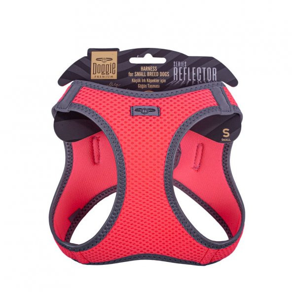Doggie Havalı Dokuma Reflektör Serisi Küçük Irk Göğüs Tasması Pembe S-32-38Cm ürün görseli 1