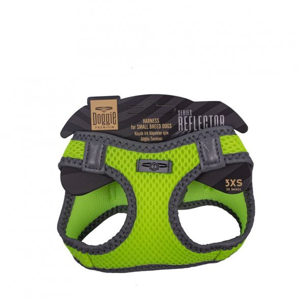 Doggie Havalı Dokuma Reflektör Serisi Küçük Irk Göğüs Tasması Sarı 3XS-22-26Cm ürün görseli 1