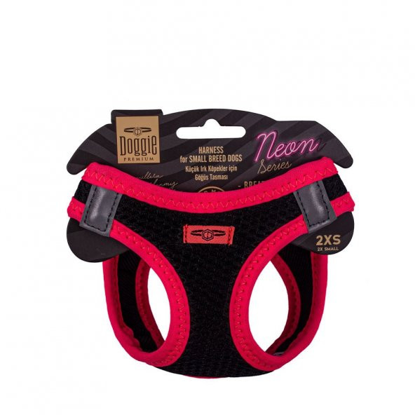 Doggie Havalı Dokuma Neon Serisi Küçük Irk Göğüs Tasması Pembe 2XS-26-30Cm ürün görseli 1