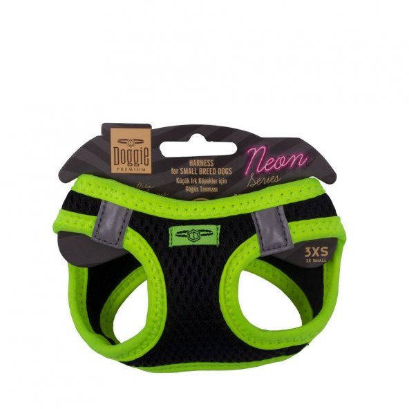 Doggie Havalı Dokuma Neon Serisi Küçük Irk Göğüs Tasması Sarı 3XS-22-26Cm ürün görseli 1