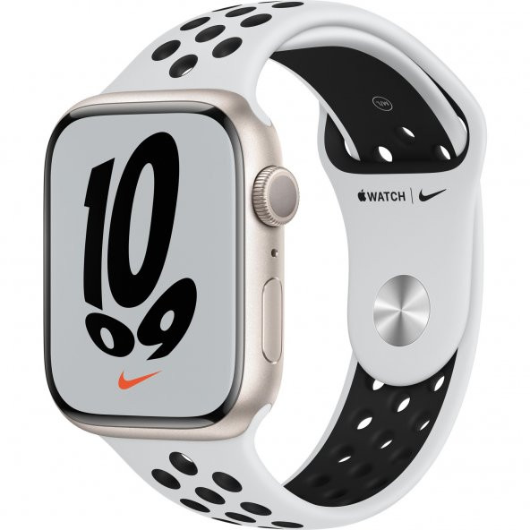 Apple Watch Series 7 Nike GPS 45mm Yıldız Işığı Alüminyum Kasa ve Nike Spor Kordon Akıllı Saat ürün görseli 1