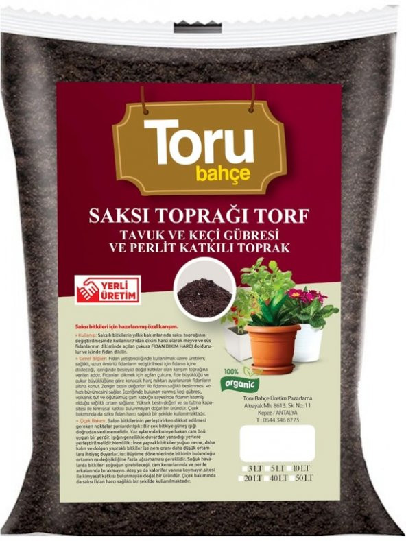 Torubahce 20 lt Saksı Toprağı Torf Tavuk ve Keçi Gübresi ve Perlit Katkılı Toprak ürün görseli 1
