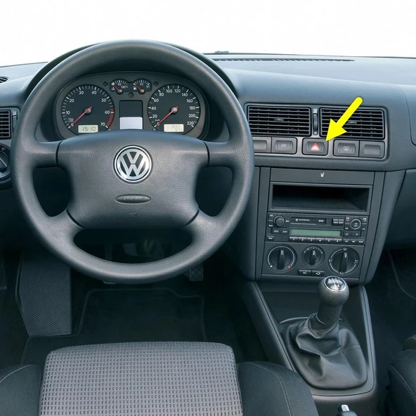 VW Bora 1999-2005 Kırmızı Üçgen Dörtlü Flaşör Düğmesi 1J0953235J ürün görseli 1