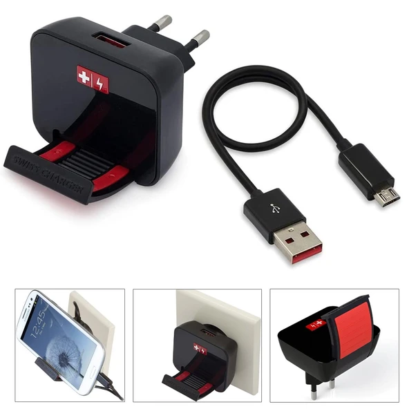 Swıss Charger Şarj Aleti Mıcro Ecomax 12W Telefon Tutuculu ürün görseli 1