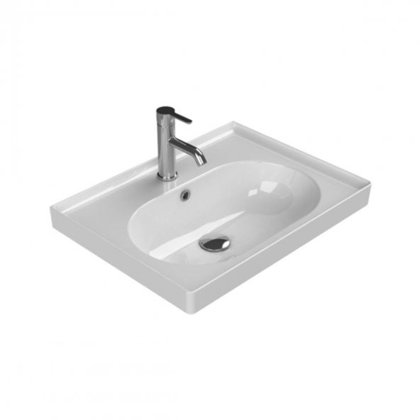 Turkuaz Cerastyle Arya Etajer Uyumlu Damlalıklı Lavabo 60*45 cm ürün görseli 1