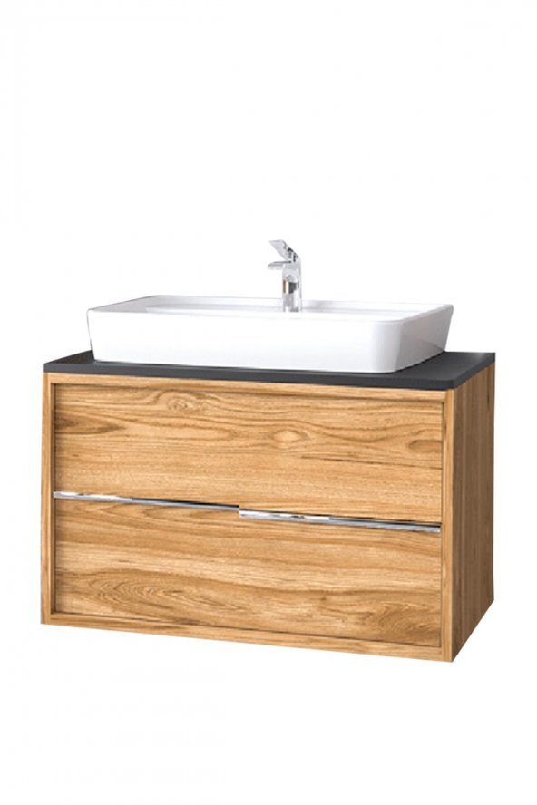 Turkuaz Duru Etajerli Lavabo 60*40cm - Matia 80 Alt Modül ürün görseli 1