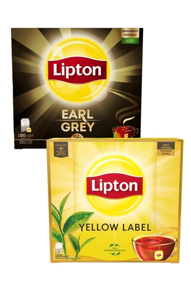 Bardak Poşet Çay Yellow Label Bardak Poşet Çay 100lü & Lipton Earl Grey 100lü ürün görseli 1