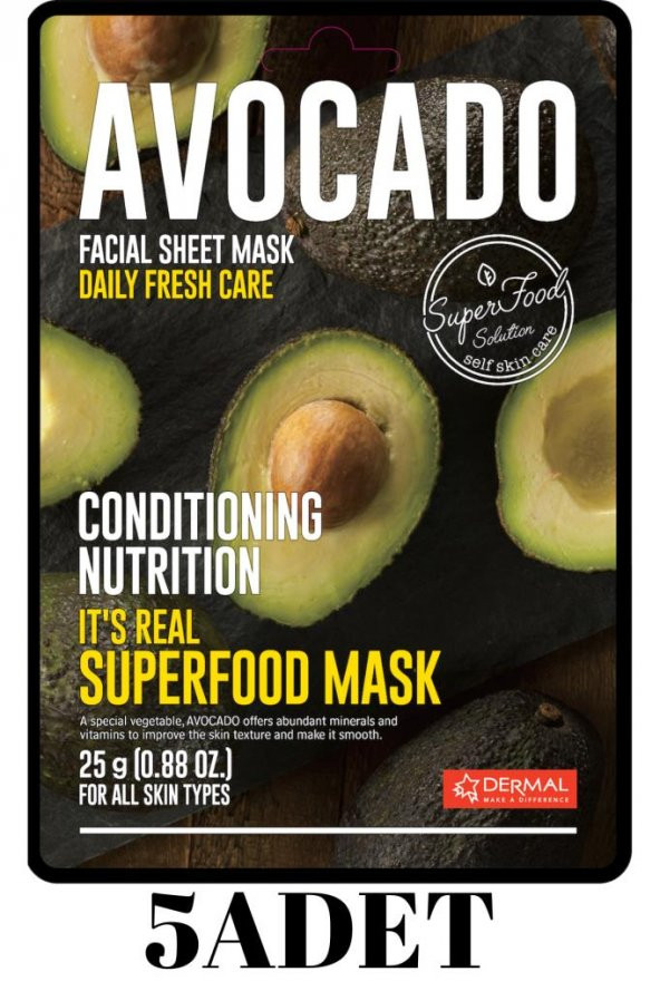 DERMAL 5 ADET Superfood Avokado Yüz Maskesi I Düzenleyici ve Besleyici ürün görseli 1