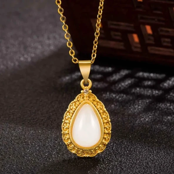 Modasteps 925 ayar gümüş kristal zirkon Opal kolye ürün görseli 1