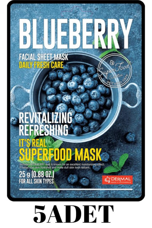 DERMAL 5 ADET Superfood Yaban Mersini Maskesi I Yenileyici ve Canlandırıcı ürün görseli 1