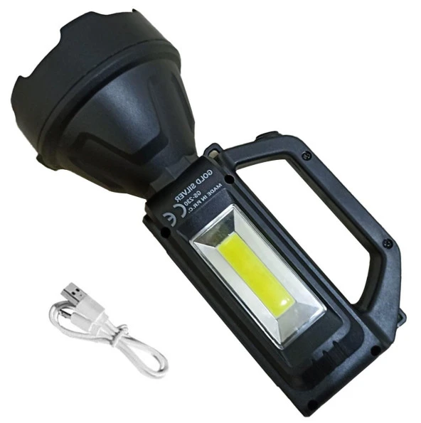 Gold Silver GS230 Şarjlı USB Led El Feneri Kamp Spor Lambası 7 W ürün görseli 1