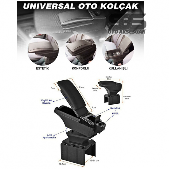 Kol Dayama Universal Sürgülü Siyah Kolçak Krom Kaplamalı ürün görseli 1
