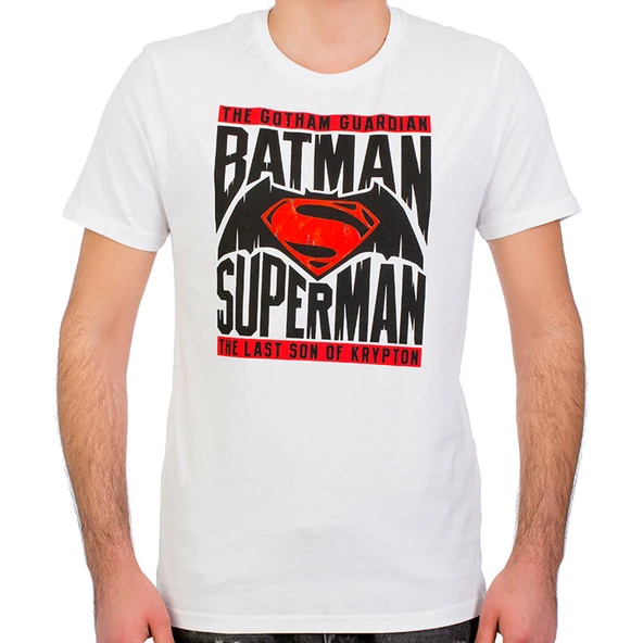 Batman v Superman Beyaz Erkek T-Shirt ürün görseli 1