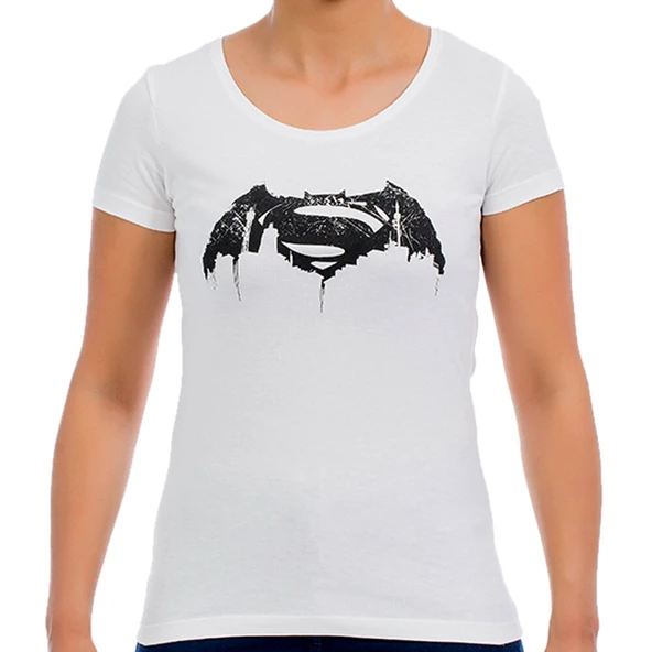 Batman v Superman Beyaz Kadın T-Shirt ürün görseli 1