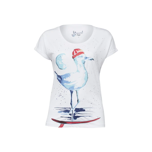 Anemoss Martı Beyaz Kadın T-Shirt ürün görseli 1