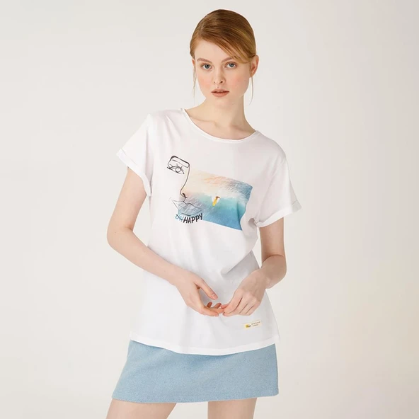 Biggdesign Faces Happy Kadın T-Shirt - Resim 4