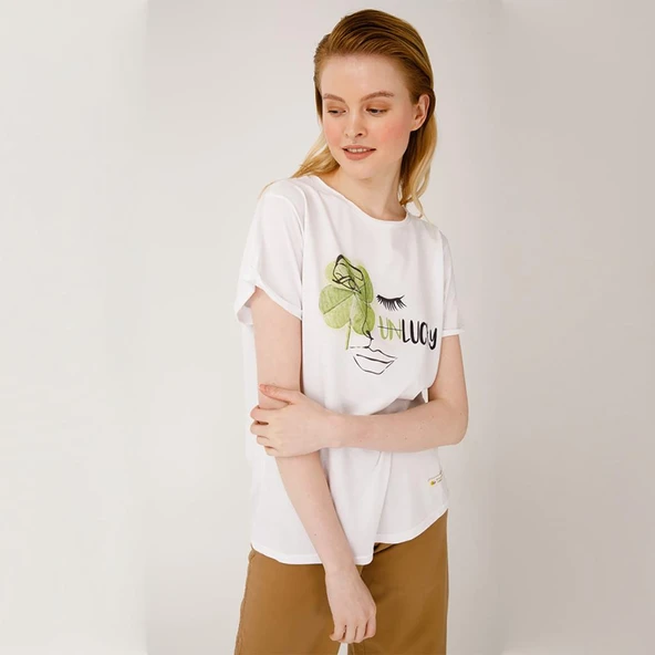 Biggdesign Faces Lucky Kadın T-Shirt - Resim 5