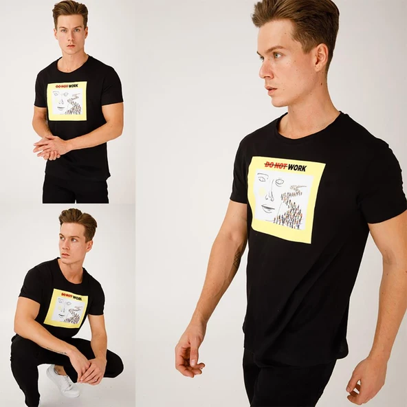 Biggdesign Faces Do not Work Erkek T-Shirt - Resim 6