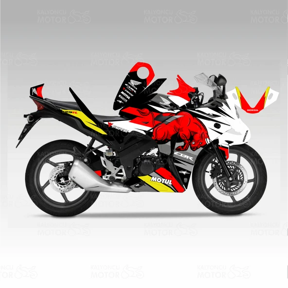 Honda CBR 125 R Bull Design Siyah Sticker Set ürün görseli 1