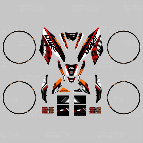 KTM Duke 125 Raceline Design Sticker Set (2011-16) - Resim 2
