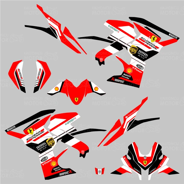 Bajaj Pulsar RS200 Ferrari Design Sticker Set - Resim 2