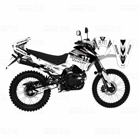 Mondial X-Treme Max 150 Monster Energy Desing Sticker Set Beyaz ürün görseli 1