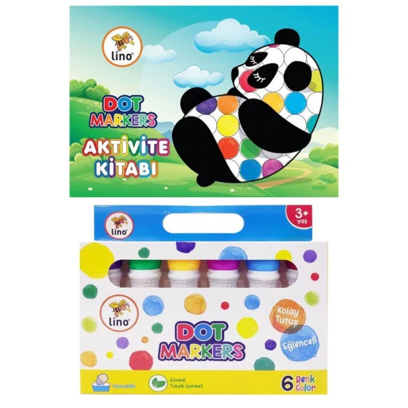 Lino Dot Markers Yıkanabilir 6'lı + Aktivite Kitabı ürün görseli 1