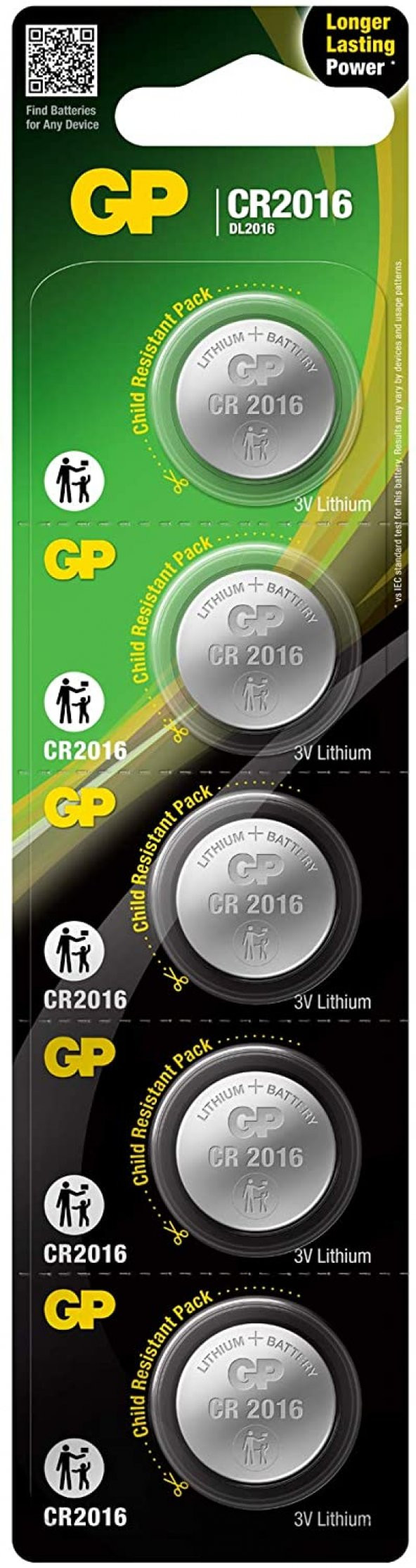 GP CR2016 3V Lityum Kartela Düğme Pil 5li ürün görseli 1
